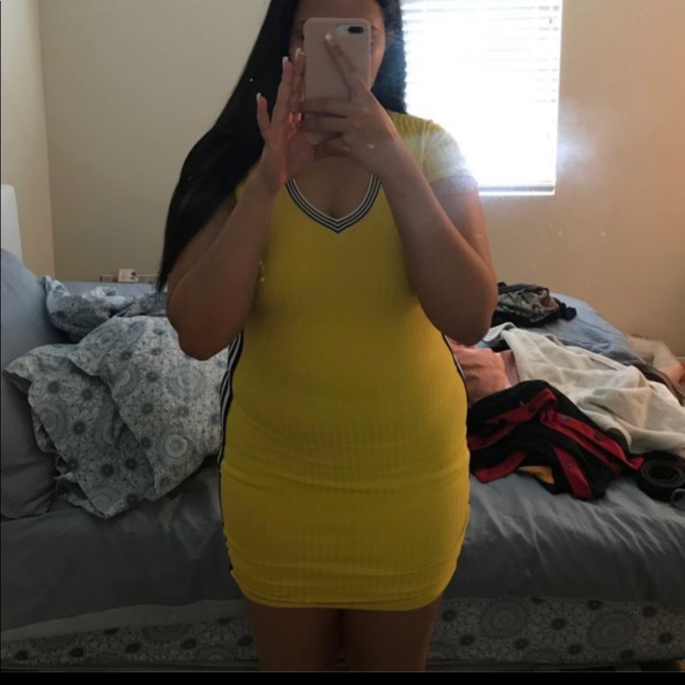YELLOW BODY CON DRESS